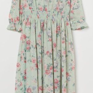 H&M Mint Green and Floral Patterned Dress